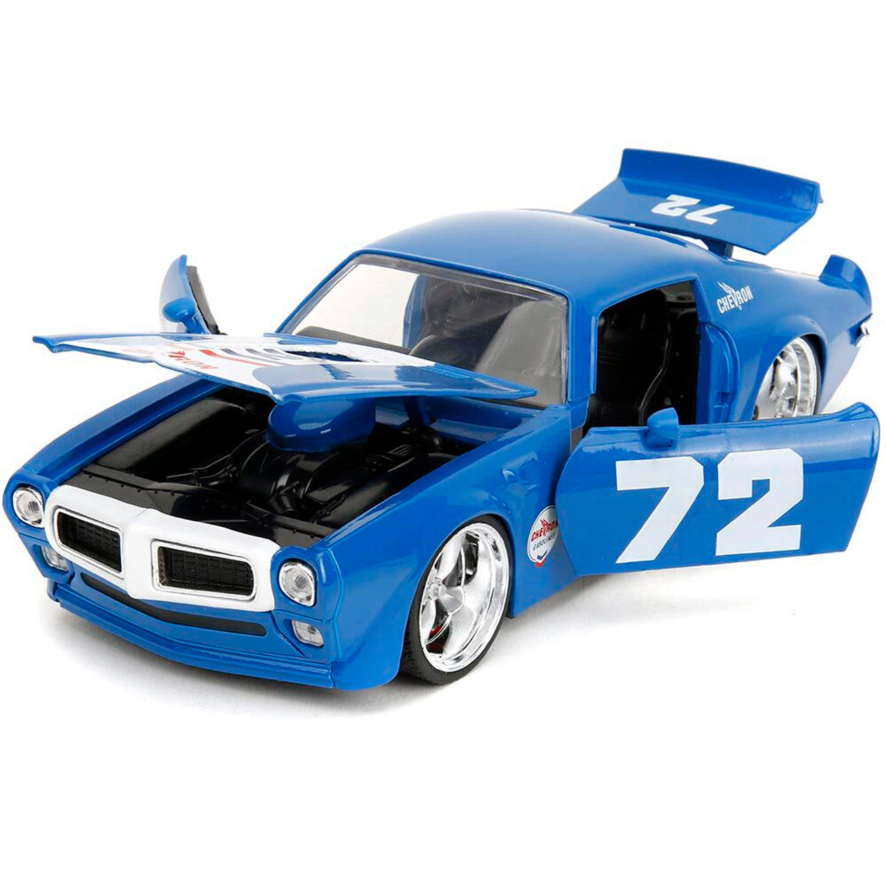 1972 Pontiac Firebird - Blue Chevron #72 1:24 Scale Diecast Model Car by Jada Toys