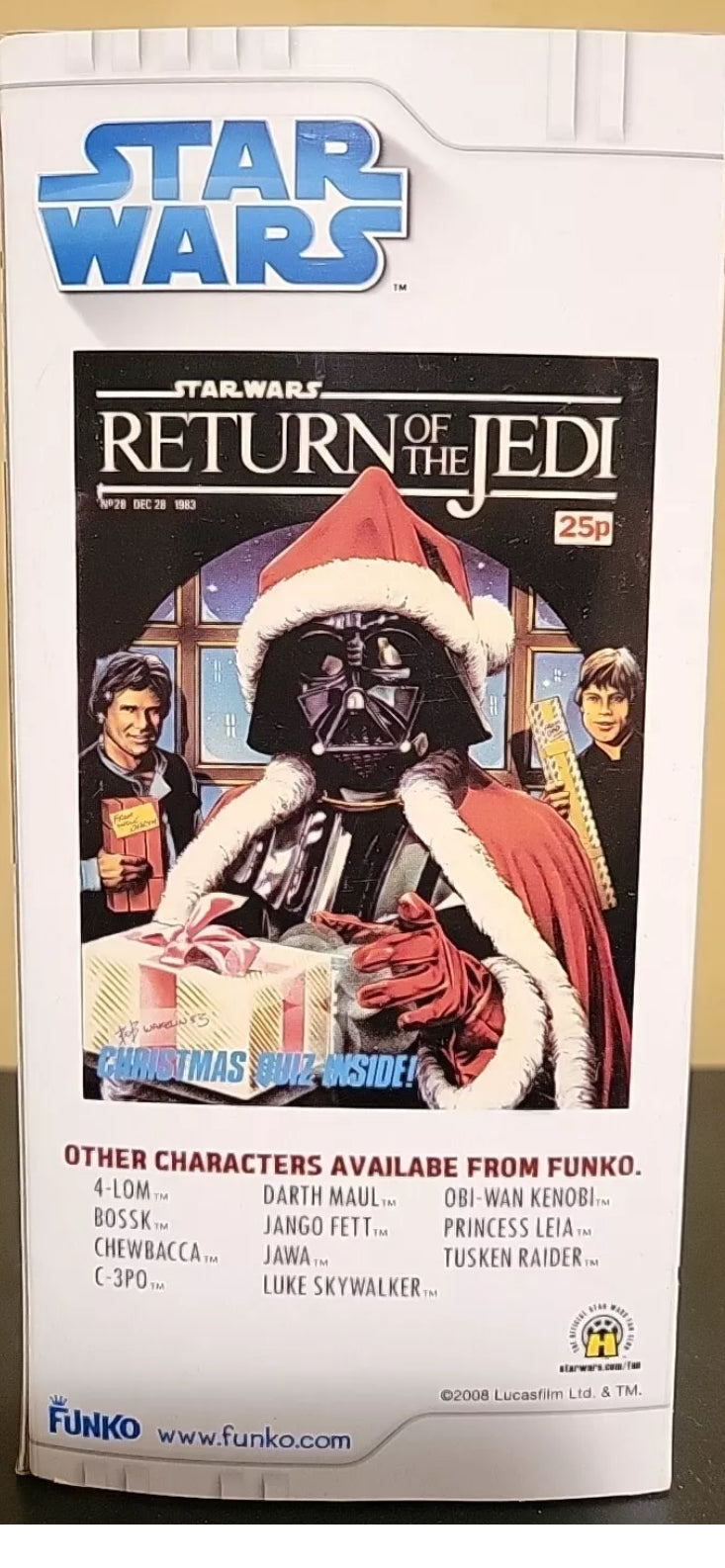 2008 FUNKO WACKY WOBBLER STAR WARS HOLIDAY DARTH VADER BOBBLE