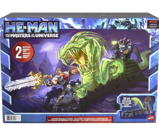 Masters of the Universe He-Man and The Chaos Snake Attack Playset, Skeletor Fortress with 2 Action Figures (He-Man & Skeletor), Gift for Adult Collectors & Motu