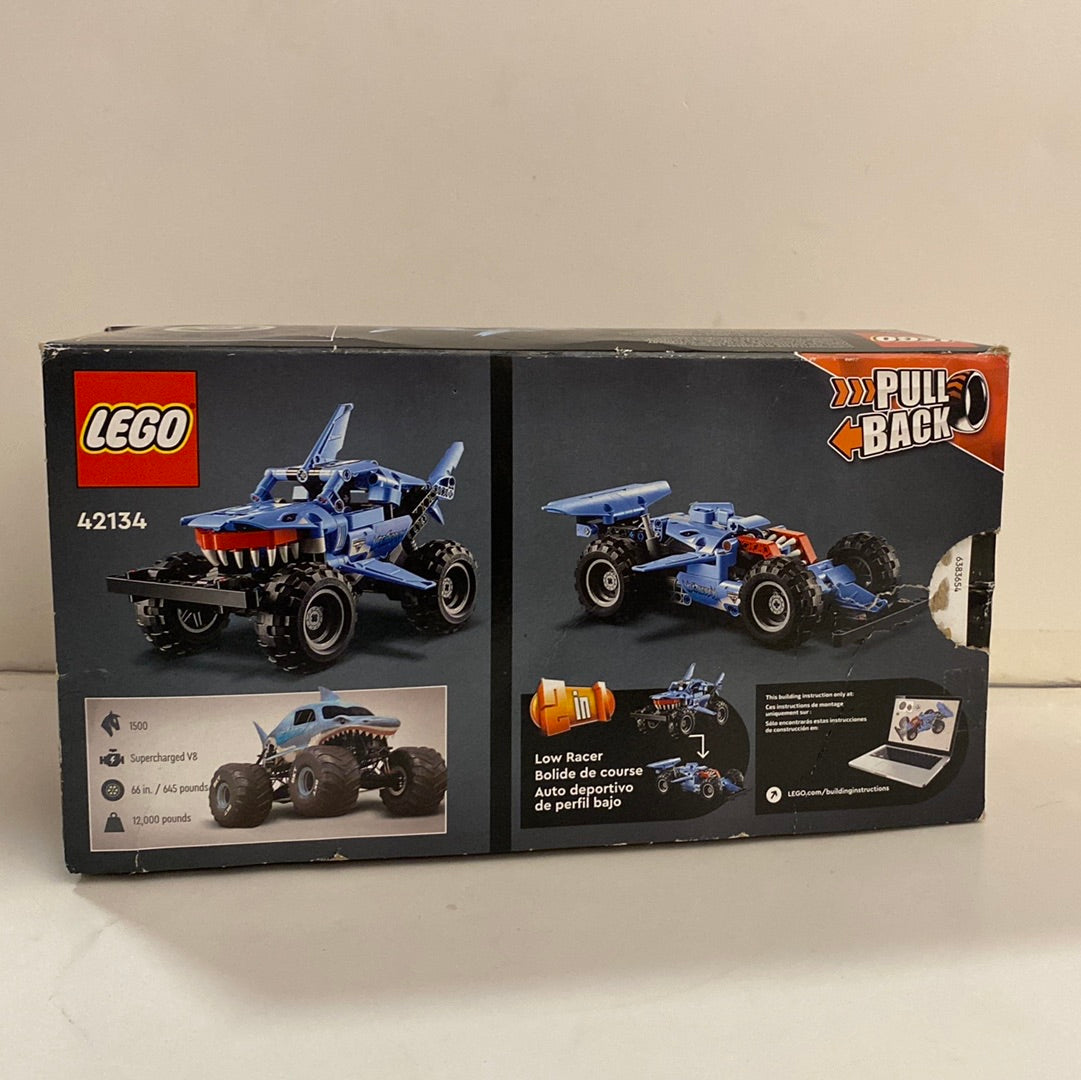New! Lego technic monster jam pull back megalodon