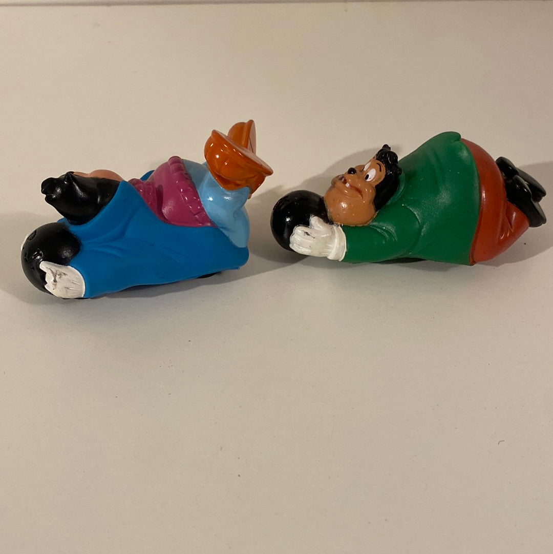 1994 Burger King Kids Club Disney Groof Troop Bowlers PJ Toy Pull Back Car & Goof Troop