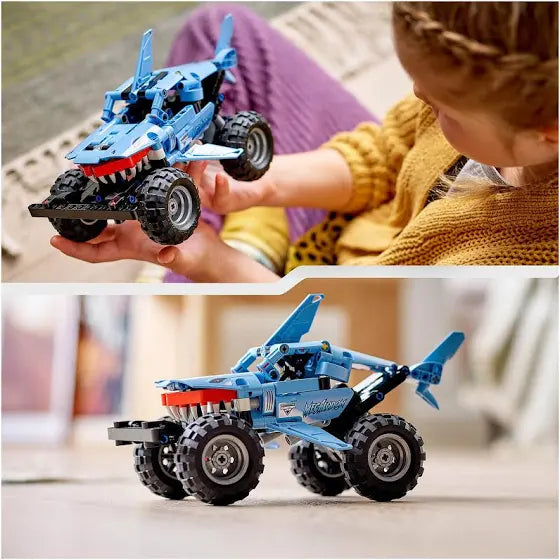 New! Lego technic monster jam pull back megalodon