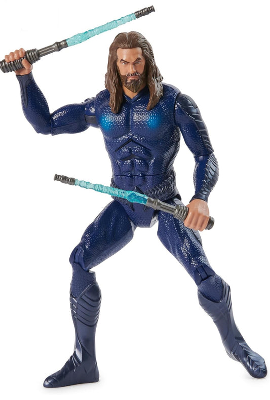 DC Comics, Double Strike Aquaman Action Figure, 12-inch, Stealth Suit, Lights & Sounds, Easy to Pose, Collectible Superhero