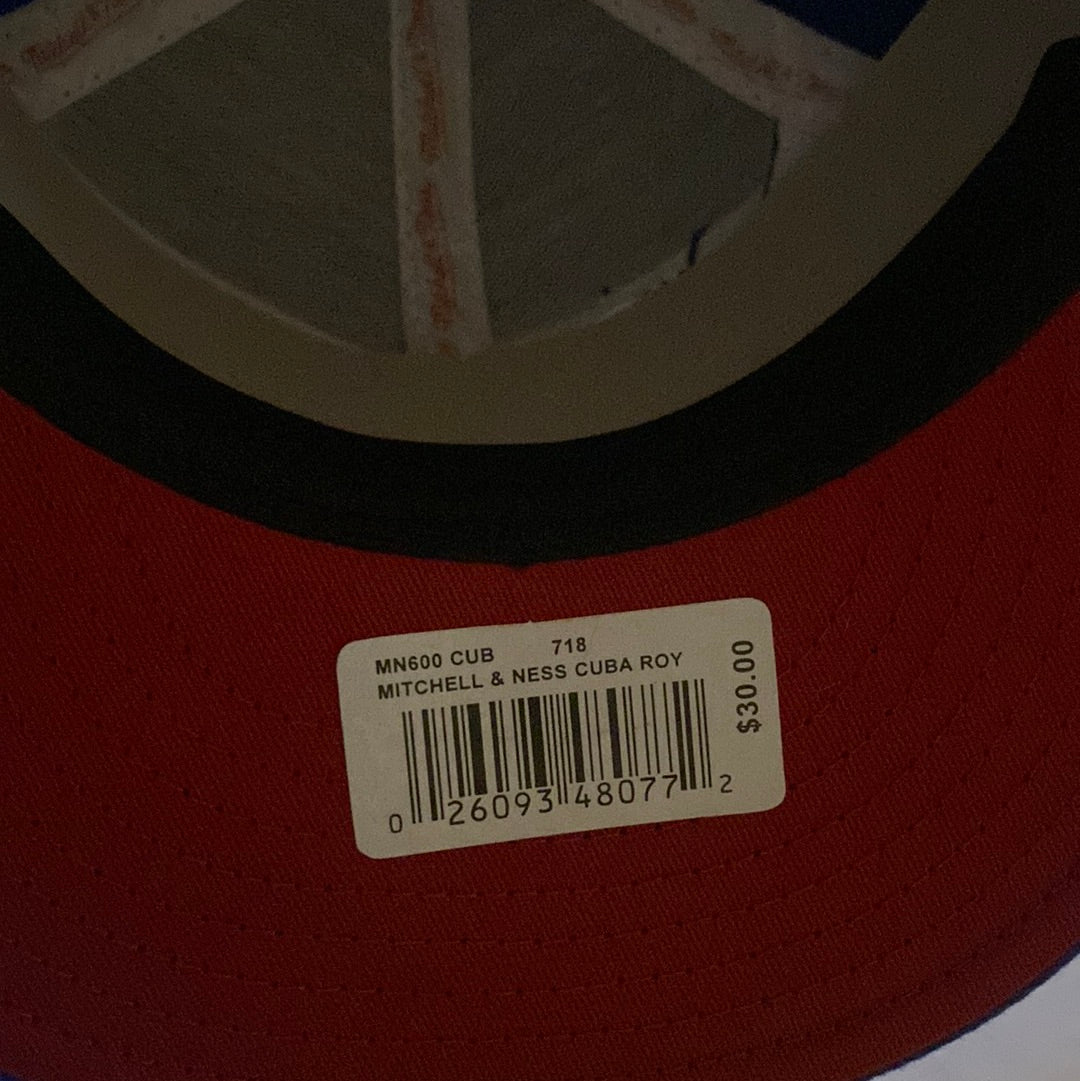 Mitchell & Ness Cuba Fitted Flat Bill White Hat Cap Mitchell Ness 7 1/8