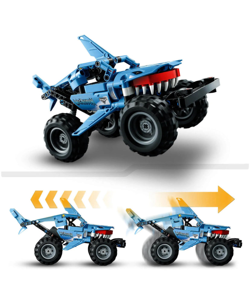 New! Lego technic monster jam pull back megalodon