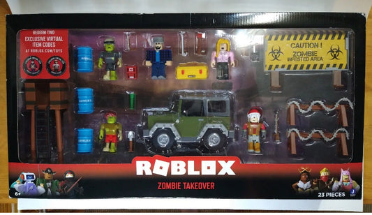 NEW Roblox Zombie Takeover Playset Collection 23 Piece Set + 2 Item Codes