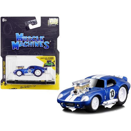 1965 Shelby Daytona Coupe #13 Blue Metallic with White Stripes 1/64 Diecast Model Car by Muscle Machines