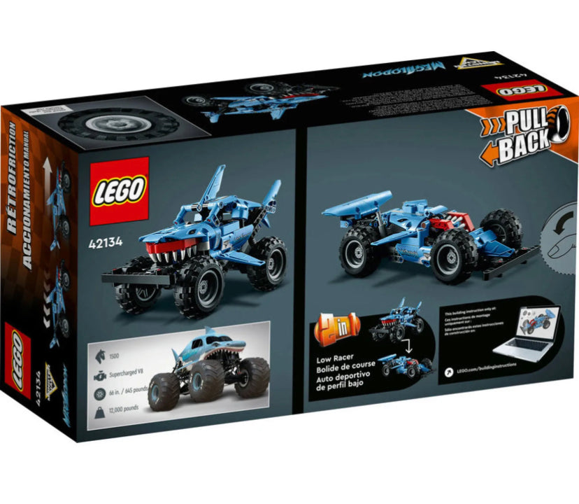 New! Lego technic monster jam pull back megalodon
