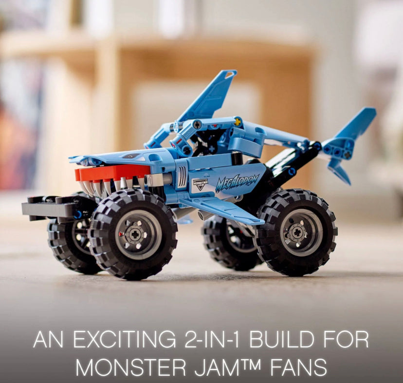 New! Lego technic monster jam pull back megalodon