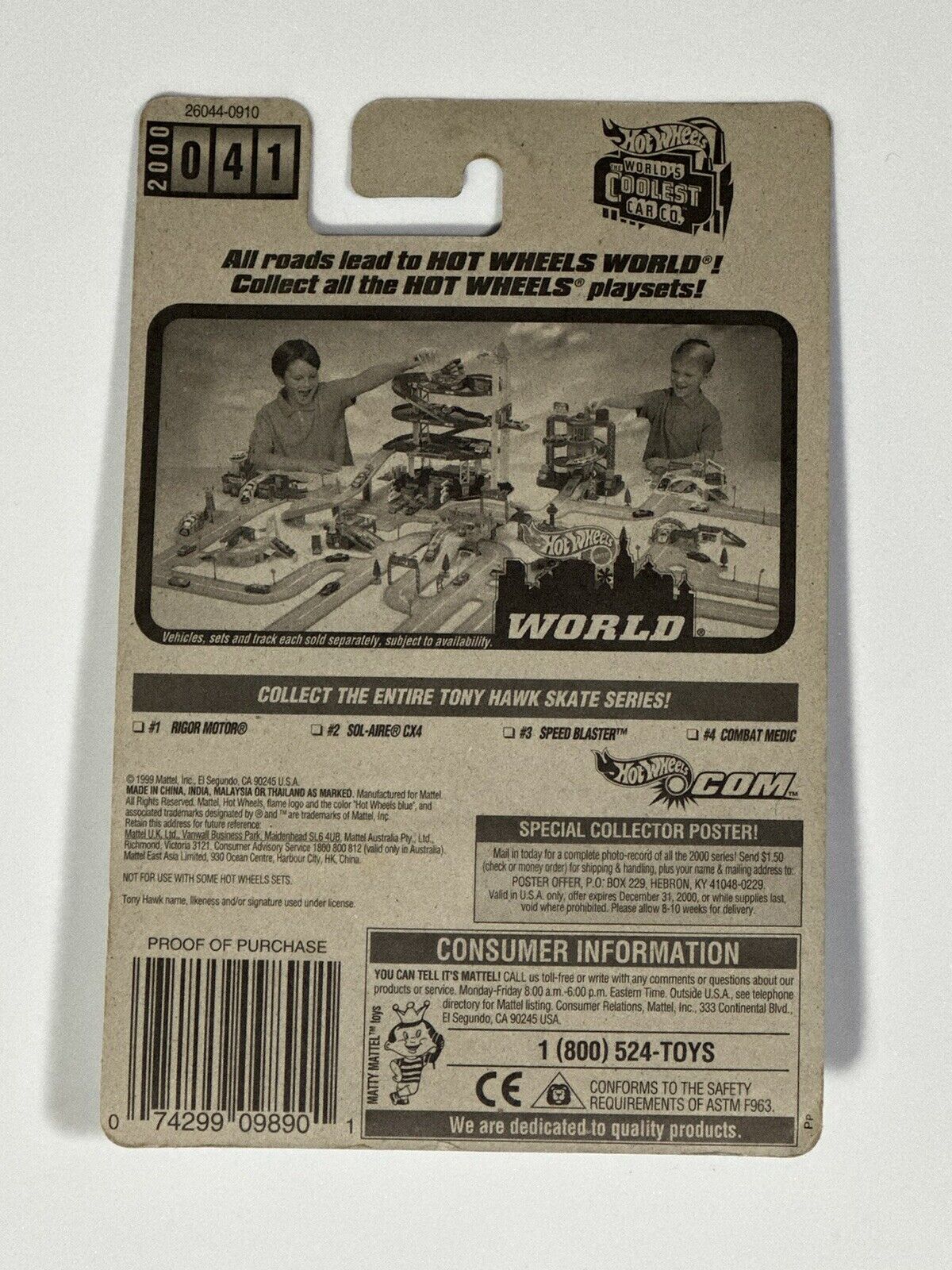 1999 Hot Wheels Tony Hawk Skate Series Rigor Motor #1 of 4 Collector #41