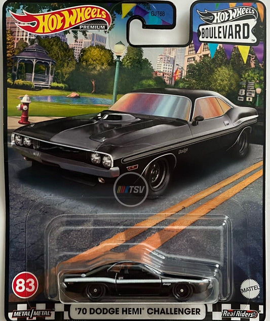 Hot Wheels Boulevard ‘70 Dodge HEMI Challenger #83 Real Riders HKF25 Black