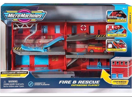Micro Machines Core Playset, Fire and Rescue - Expandable and Connectable to Other MM Sets