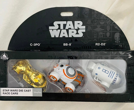 Disney NIB Disney 3 Star Wars Die Cast Race Cars C-3PO, BB-8, & R2-D2 - New Toys & Collectibles