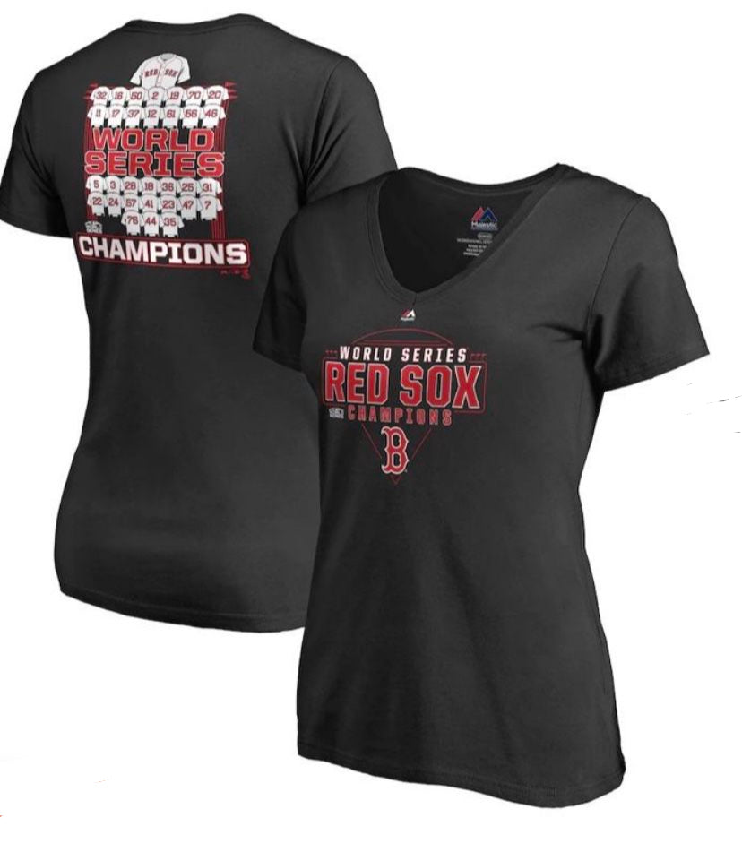 New!! Boston Red Sox Majestic Womens 2018 World Series champion Jersey Shirt