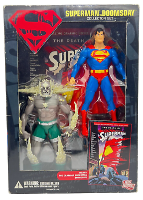 New!! DC Direct Superman vs. Doomsday Collector Set 6.5" Figures w/Graphic Novel NEW
