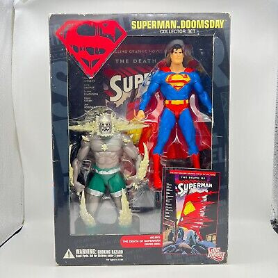 New!! DC Direct Superman vs. Doomsday Collector Set 6.5" Figures w/Graphic Novel NEW