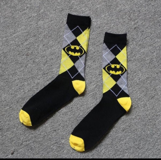 New!! Batman socks Black And Gray Argyle  Patterned Socks