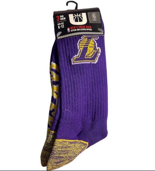 New!! Lakers men 3 color socks Purple Gray Yellow
