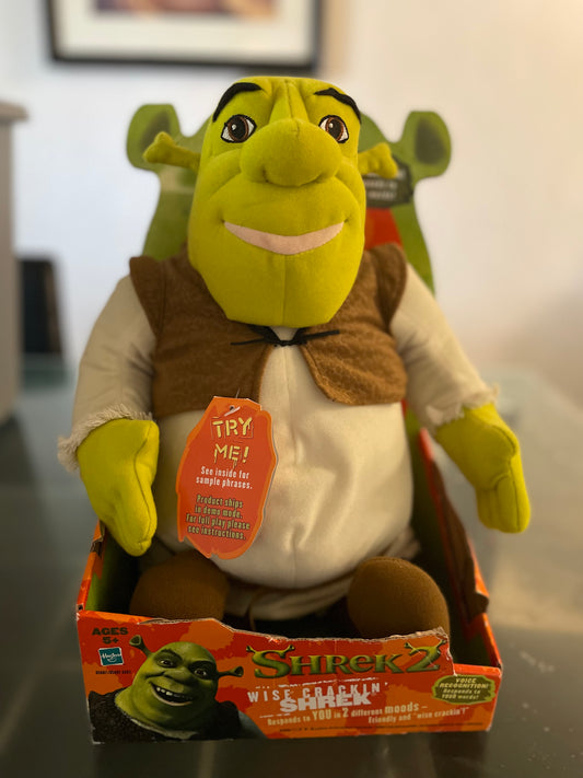 2004 Hasbro Shrek 2 - Talking Wise Crackin' Shrek Interactive 14 Plush Rare Collectible