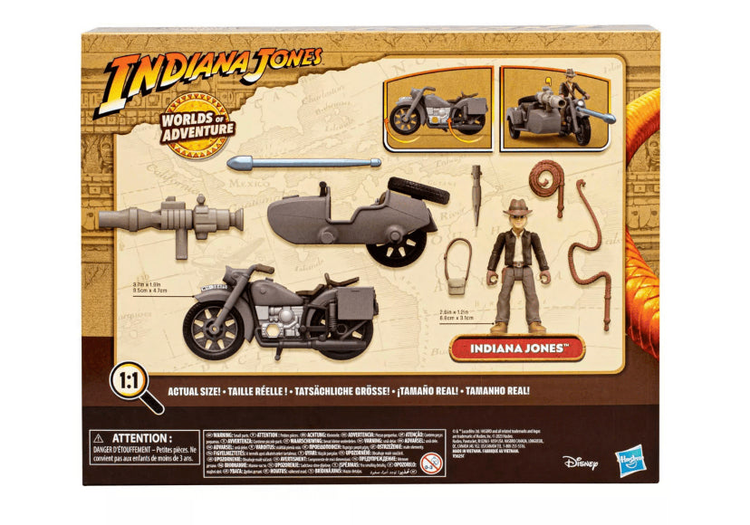 Hasbro Indiana Jones Worlds of Adventure Action Figure with Motorcycle and Sidecar