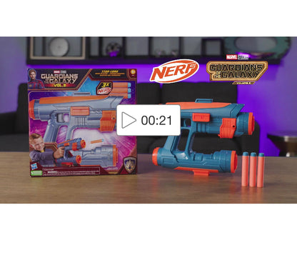 Marvel Studios' Guardians of The Galaxy Vol. 3 Nerf Star-Lord Quad Blaster, 3 Nerf Darts,