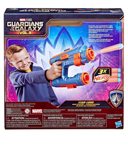 Marvel Studios' Guardians of The Galaxy Vol. 3 Nerf Star-Lord Quad Blaster, 3 Nerf Darts,