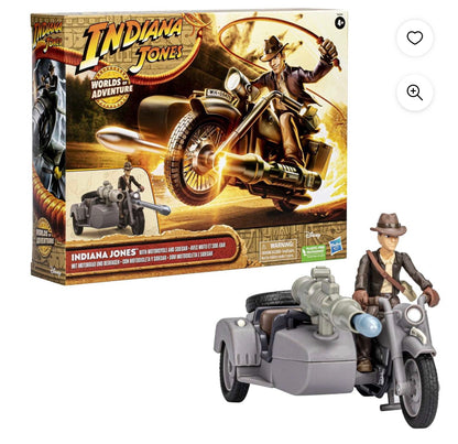 Hasbro Indiana Jones Worlds of Adventure Action Figure with Motorcycle and Sidecar