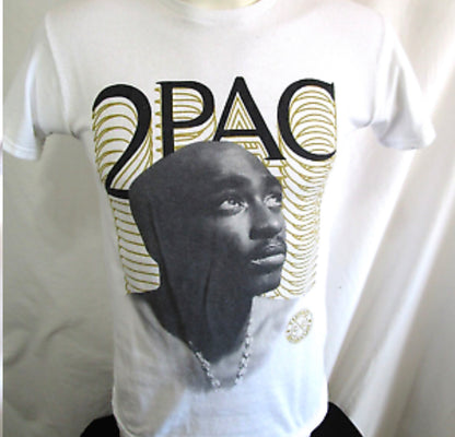 Cross Colours Tupac Shakur 2Pac Rap Hip Hop White T Shirt Men Size S