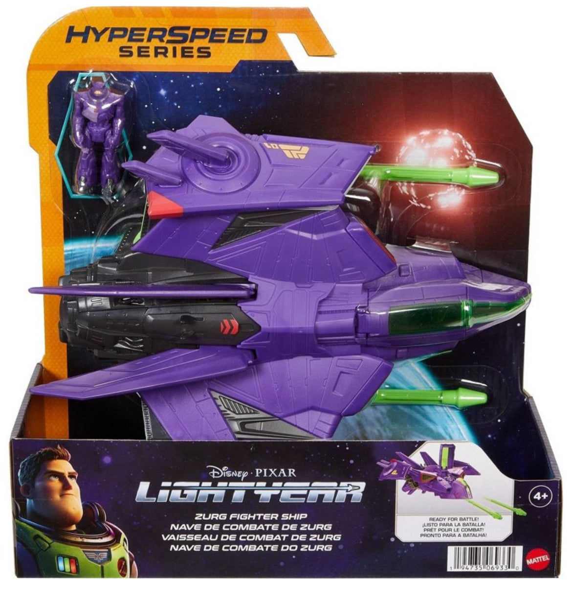 Disney Pixar Lightyear Hyperspeed Series Zurg Fighter Ship & Zurg Figure