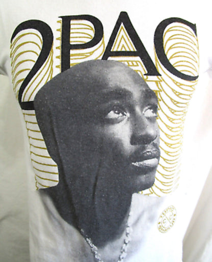 Cross Colours Tupac Shakur 2Pac Rap Hip Hop White T Shirt Men Size S