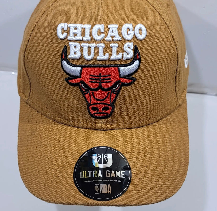 New!!  Chicago Bulls Hat Ultra Game Brown Cap Adjustable