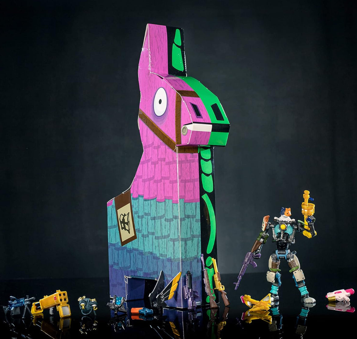 New Fortnite Supply Llama 4" Kit Figure w Back Bling, Weapons & Stickers