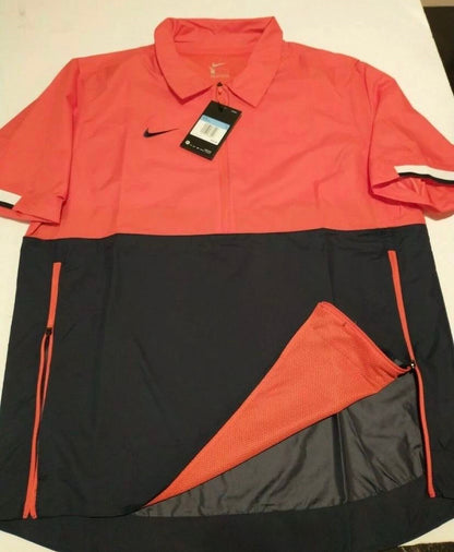 New!! Nike orange/Navy sideline coaches half zip up short sleeve Jacket size M