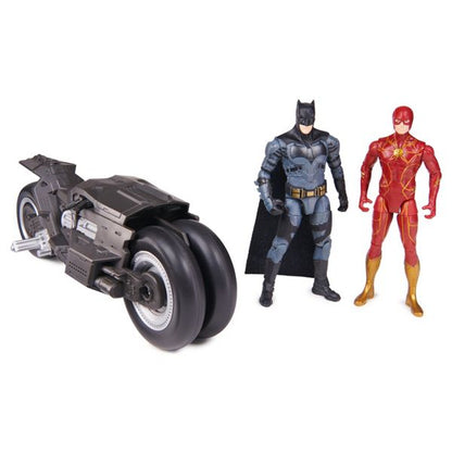 New!  DC Comics The Flash Batcycle with Action Figures - 3pk