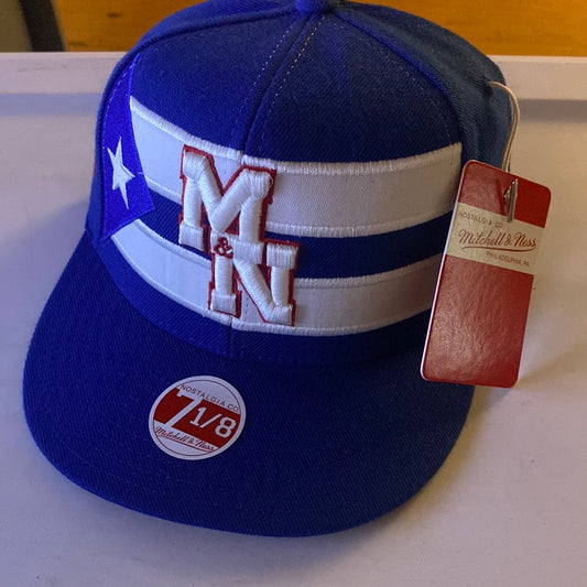 Mitchell & Ness Cuba Fitted Flat Bill White Hat Cap Mitchell Ness 7 1/8