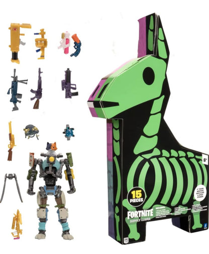 New Fortnite Supply Llama 4" Kit Figure w Back Bling, Weapons & Stickers