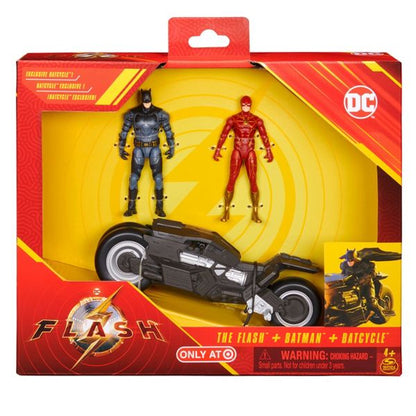 New!  DC Comics The Flash Batcycle with Action Figures - 3pk