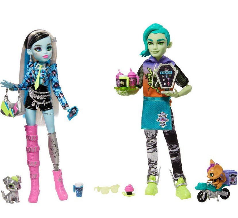 Monster High Deuce and Frankie Coffee break dolls