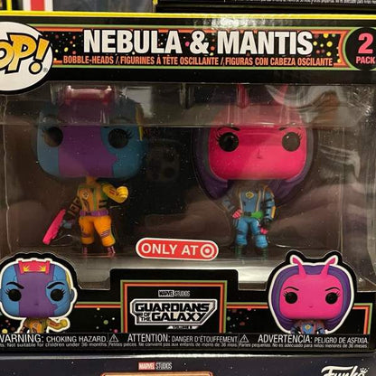 New!! Funko POP! Guardians of The Galaxy: Volume 3 - Nebula & Mantis 2pk (Blacklight) (Target Exclusive)