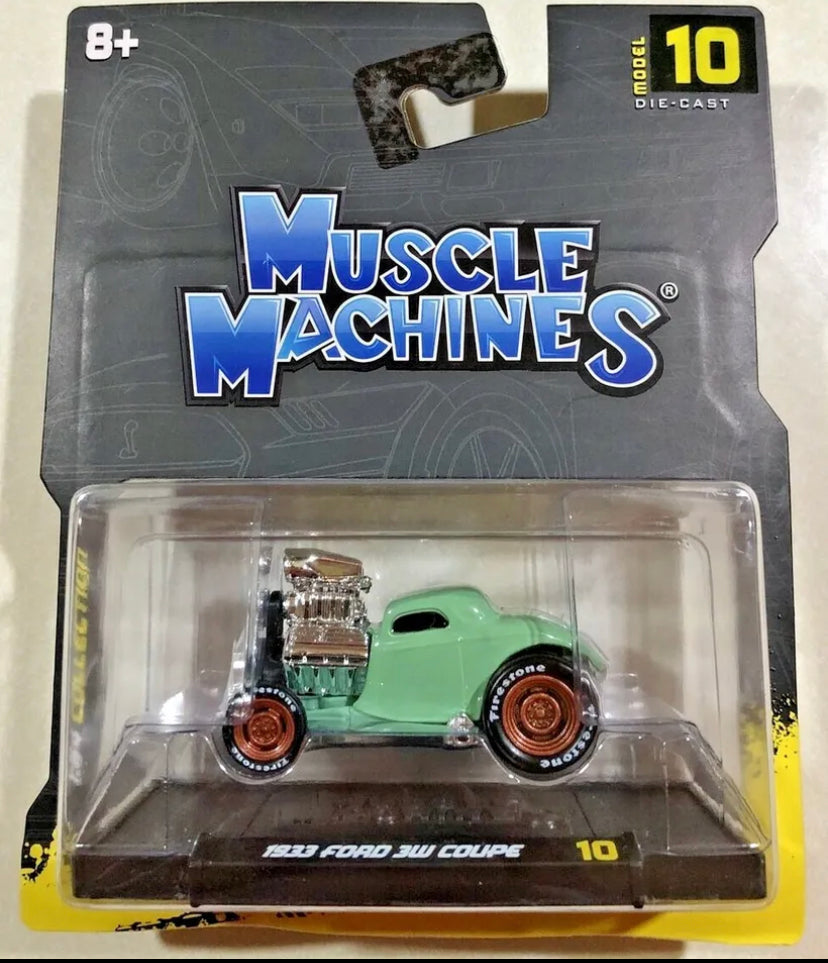 NEW 2021 MUSCLE MACHINES 1933 FORD 3W COUPE LIGHT GREEN  SERIES 2 HTF