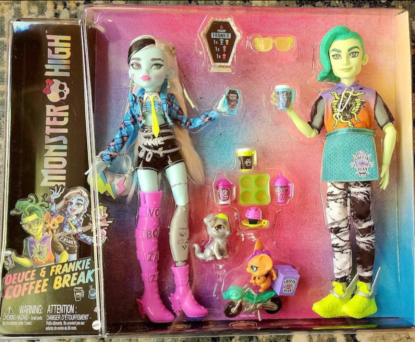 Monster High Deuce and Frankie Coffee break dolls