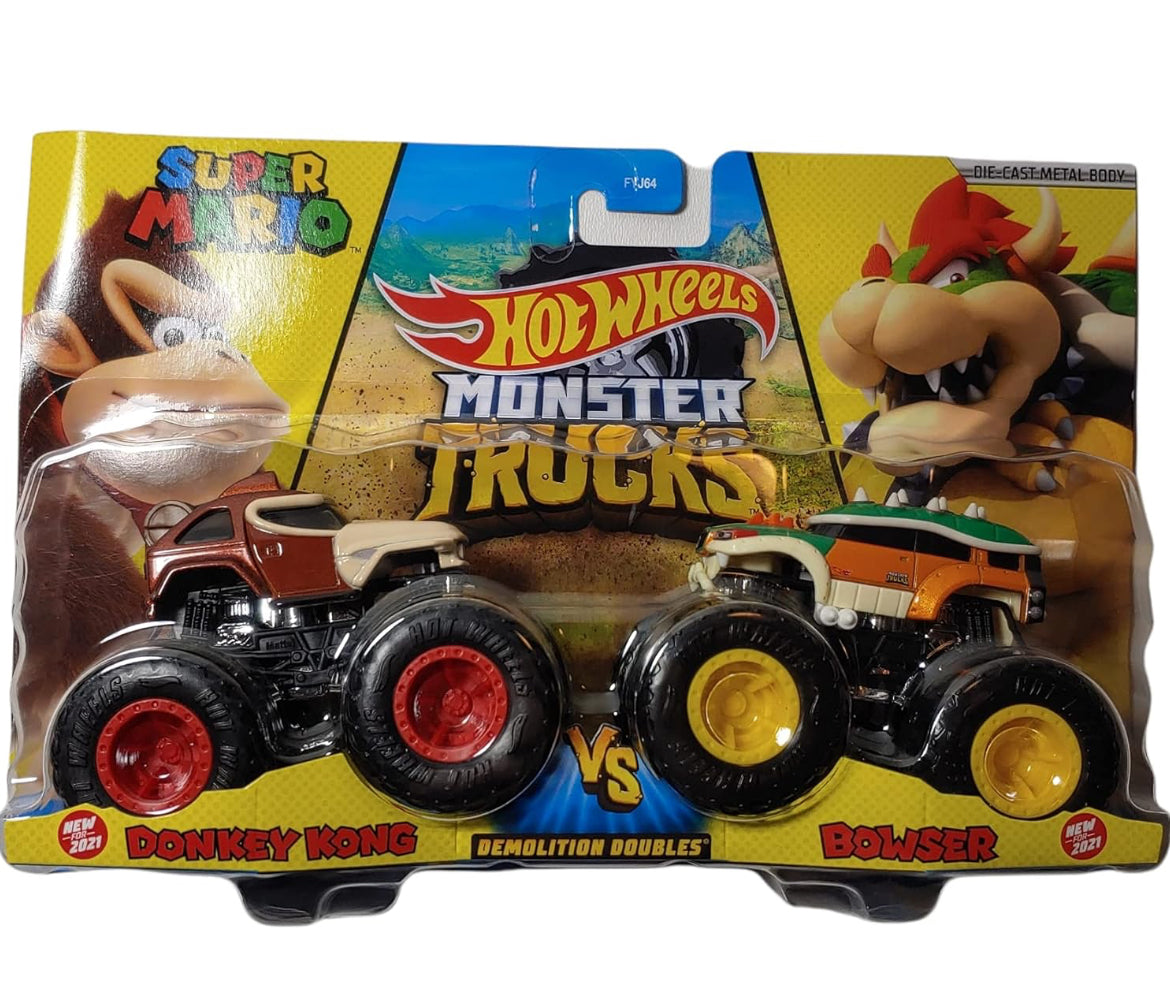 Hotwheels Monster Trucks Donkey Kong vs Bowser - 2021 Demolition Doubles (1:64 Scale Double Pack)