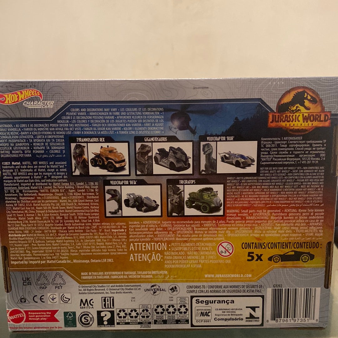 Hot Wheels Character Cars Jurassic World Dominion Mattel