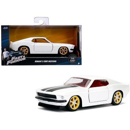 Roman's Ford Mustang White with Black Stripes and Red Interior "Fast & Furious" Movie 1/32 Diecast Model Car by Jada