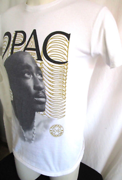 Cross Colours Tupac Shakur 2Pac Rap Hip Hop White T Shirt Men Size S