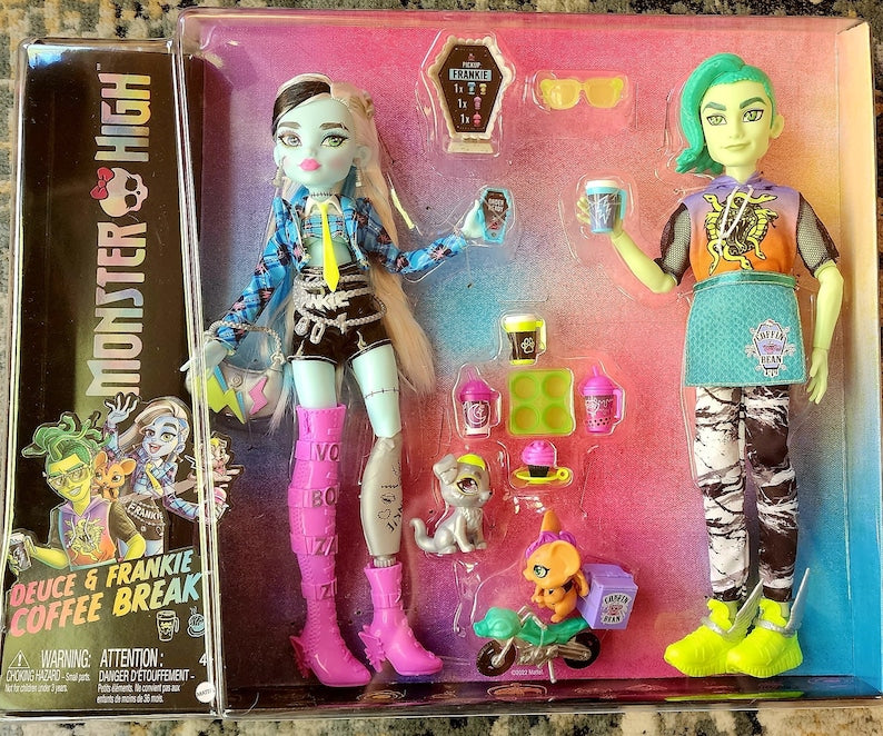 Monster High Deuce and Frankie Coffee break dolls