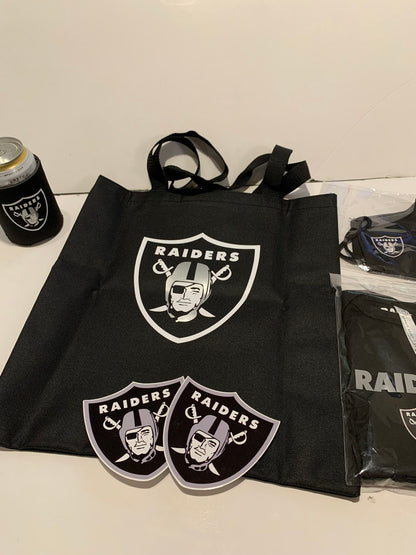 New!! Black Raiders Tote Reusable Bag! High quality! 16” Comes With A Free 4” Waterproof Raiders Sticker