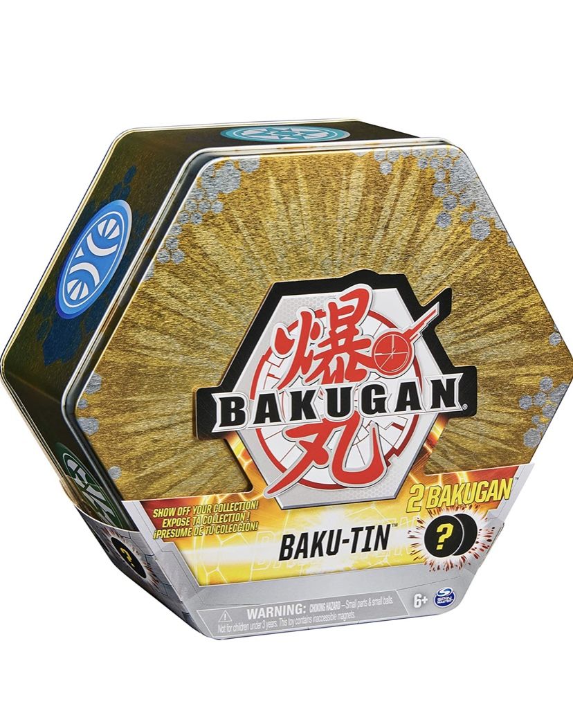 Bakugan Baku-Tin, Premium Collector's Storage Tin with 2 Mystery (Style May Vary), Kids Toys for Boys Aged 6 and up