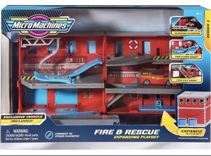 Micro Machines Core Playset, Fire and Rescue - Expandable and Connectable to Other MM Sets