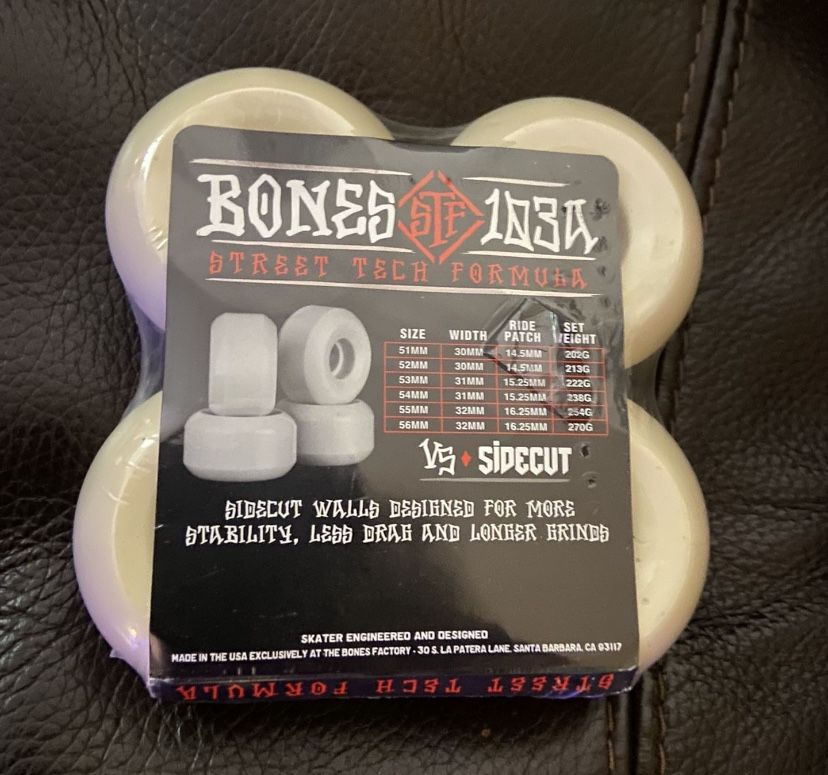 New!! Skateboarding WHEELS BONES PRO STF 103453mm VS SIDECUT!!